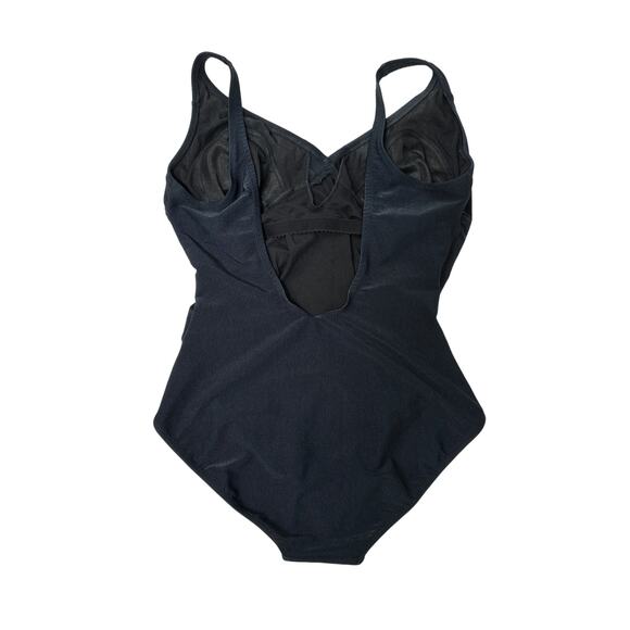 Gottex Textured Surplice V-Neck One Piece Swimsuit Black Size 18 Shaping - Picture 2 of 9